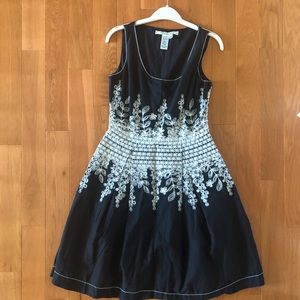 Black and white embroidered dress